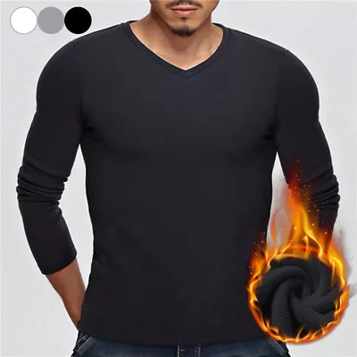 Buy Men Thermal Inner Fleece T-shirt Tops Winter Warm Trouser Full Sleeve T-Shirt • 8.59£