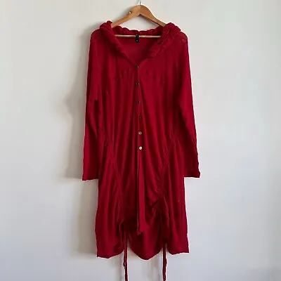 Buy Ts Taking Shape Y2k Red Mesh Jacket Cardigan Drawstring Hoodie Adjustable • 28.44£