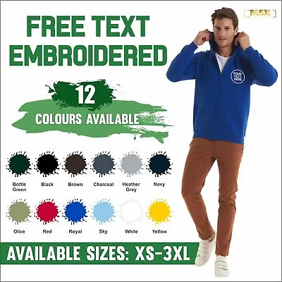 Buy Personalised Custom Embroidered Uneek Zip Up Hoodie Pullover Hooded Sweatshirt • 20.99£