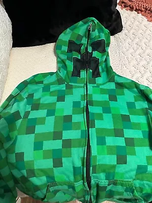 Buy Minecraft Creeper Hoodie Zipper Mask Boy XL Sweater • 15.75£