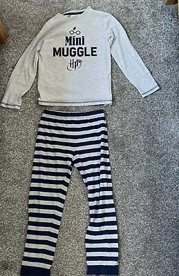 Buy Harry Potter Blue Grey Striped Long Sleeve Mini Muggle Polycotton Pyjamas - 8-9 • 0.99£