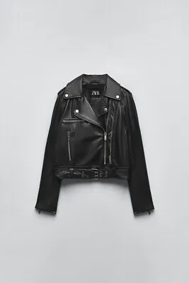 Buy ZARA Real Leather Biker Moto Jacket With Zips Size S BNWT Bloggers RRP £169.99 • 99.99£