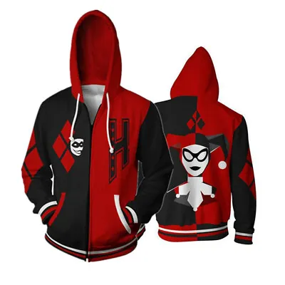 Buy Suicide Squad Harley Quinn 3D Print Hoodie Sweatshirt Cosplay Zipper Jacket Coat • 32.36£