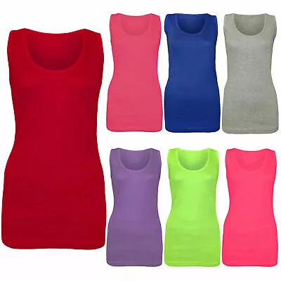 Buy New Ladies Womens Plain Summer Stretchy Ribbed Casual Top T Shirt Muscle Vest • 4.99£