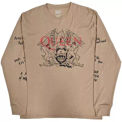 Buy Queen 'Handwritten' Sand Long Sleeve T Shirt - NEW OFFICIAL • 21.99£