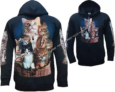 Buy New Ladies Womens Kittens Cats Cute Animal Zip Zipped Hoodie Hoody Jacket M -XXL • 28.99£
