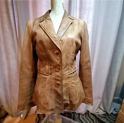 Buy Ladies Next Vintage Leather Jacket Size 10 • 5£