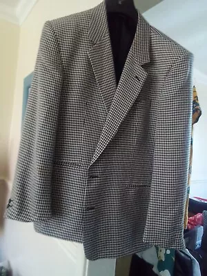 Buy Mens Jacket Black And White Small Check Size 46 Chest • 5£