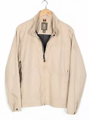 Buy TIMBERLAND Jacket Men Size L Beige Full Zip Hidden Hood Mesh Lined MJ4551 • 47.99£