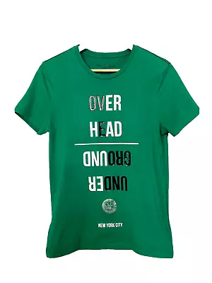 Buy DKNY Jeans Over Head Under Ground Mens Printed T Shirt Green Pure Cotton Size S • 13.99£