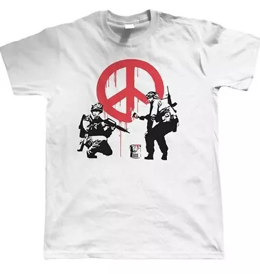 Buy Banksy T-Shirt Peace Soldier Poster Gift Unisex Men Women Retro Tee • 6.99£