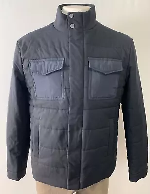 Buy NEXT TAILORING COAT JACKET LARGE NAVY Full Zip Button High Collar Quilted Casual • 22.48£