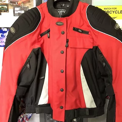 Buy Women's Tourmaster Fusion Red Reflective Motorcycle Jacket Adjustable Sz L 12-14 • 35.39£