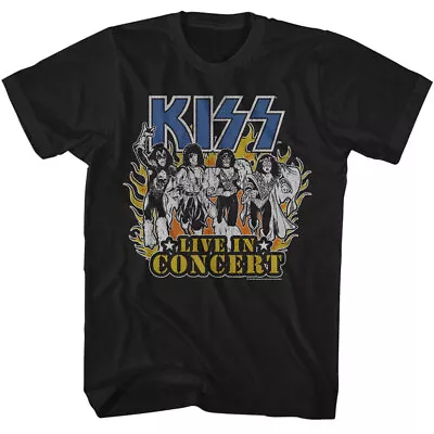 Buy Kiss Live In Concert Flames Men's T Shirt Metal Music Band Merch • 49.86£