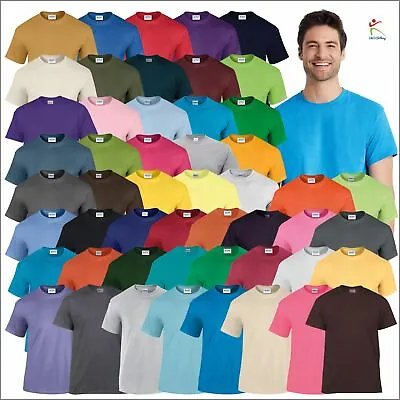 Buy GILDAN Heavy Cotton Men T Shirt Classic Fit Soft Plain Casual Tee Shirt S-5XL • 5.77£