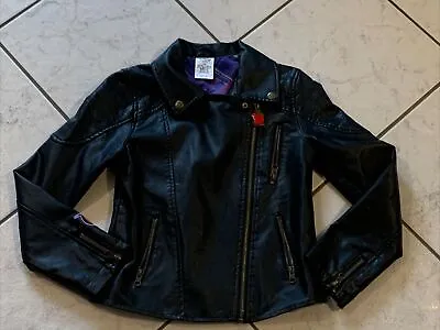 Buy Disney Descendants Mal Faux Leather Moto Jacket Girls 7/8 Black • 16.06£