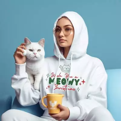 Buy Wish You A Happy Meowy Christmas Cat Lovers Hoodies For Happy Xmas Jumper Gift • 20.49£
