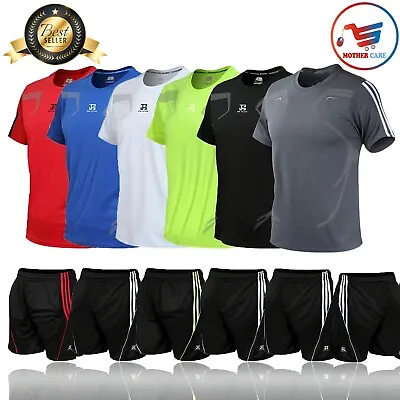 Buy Men's Football Plain T-Shirts Short Jogging Running Gym Sports Fitness Tracksuit • 11.49£