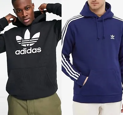 Buy Adidas Mens Trefoil Fleece Hoodie Hooded Sweatshirt Black Xs,S,L • 19.98£