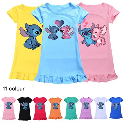 Buy Girls Lilo Stitch Sleepwear Dress Kids Pyjamas Nightdress Nightwear Pjs 2-9Y UK • 6.69£