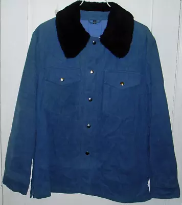Buy Brush Denim Jacket Blue Faux Fur Collar Black Cot Nyl Polyest Acryl 40  Chest • 9£