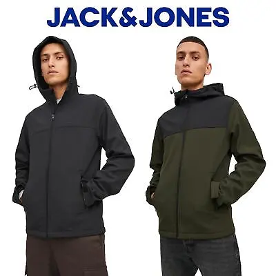 Buy Jack & Jones Men's Soft Shell Fleece Jacket With Hood Workwear Coat, S To 2XL • 34.99£