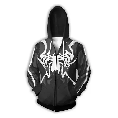 Buy Spider-Man Venom Hoodie Sweatshirt Hooded Zipper Jacket Coat Cosplay Costume • 30.35£