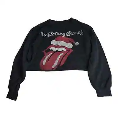 Buy The Rolling Stones Sweatshirt Womens Small Santa Christmas Black Ugly Crop Top • 17.05£