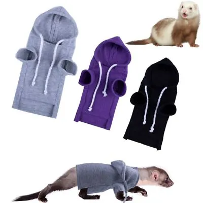 Buy Cute Ferret Hoodie Solid Color Drawstring Hooded Sweatshirt Thick Fleece Foreleg • 4.63£