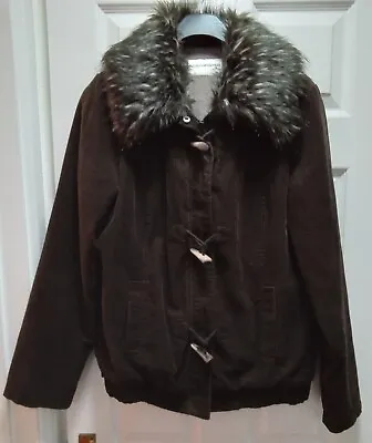 Buy BHS Ladies Brown Cord Jacket With Removable Fur Collar   Size 16  Good Condition • 6.99£