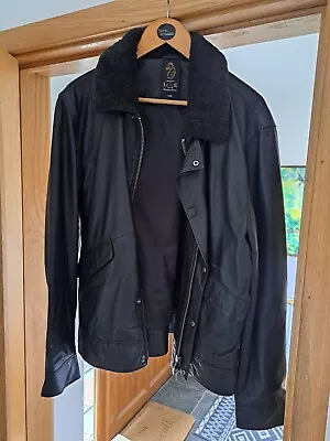 Buy Luke Leather Fur Collar Designer Jacket Xl Aviator Style RRp £199 • 49.99£