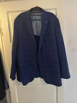 Buy MOSS London Blue Check Jacket Mens 48 Blazer Two Button Soft Feel Smart Wedding • 8£
