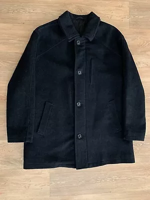 Buy Alfani Macys Mens Pea Coat Jacket Wool And Cashmere Double Collar Dark Grey 42R • 34.99£