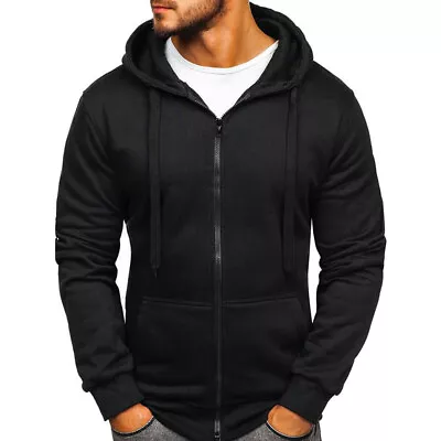 Buy Mens Basic Full Zip Hoodie Sweatshirt Jacket For Sport Casual Work Lelsure • 17.54£