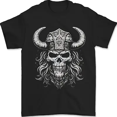 Buy Viking Warrior Skull Helmet With Horns Mens T-Shirt 100% Cotton • 8.49£