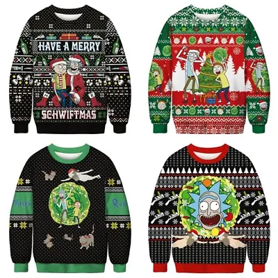 Buy Unisex Christmas Rick And Morty Santa Claus Ugly Sweatshirt Pullover Xmas Gifts • 10.79£