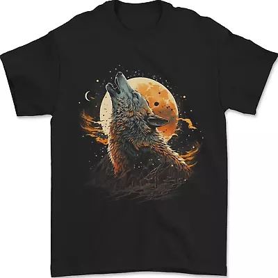 Buy A Howling Wolf In The Moon Light Mens T-Shirt 100% Cotton • 10.49£
