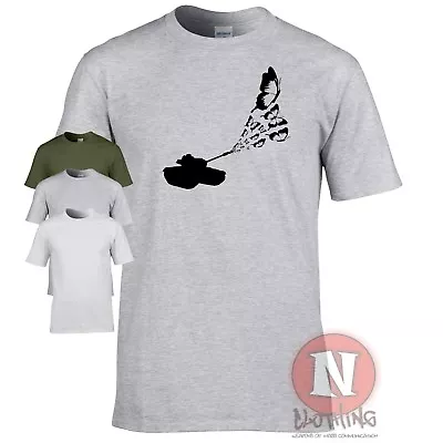 Buy Tank Firing Butterflies T-shirt Military Armour World Of War Tanks For Peace • 9.99£