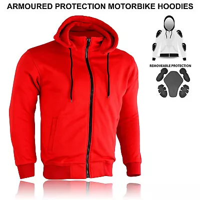 Buy Motorcycle Motorbike Armoured Hoodie Hoody Fleece Jacket Zip Up Removable Armour • 24.99£