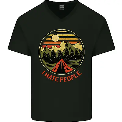 Buy I Hate People Funny Camping Outdoors Trekking Mens V-Neck Cotton T-Shirt • 9.99£
