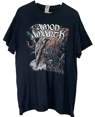 Buy Amon Amarth Viking Boat Graphic Print Black Short Sleeve T Shirt Size Large • 14.95£