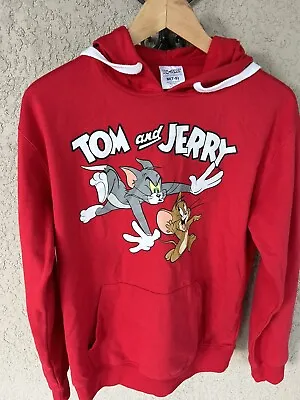 Buy Tom & Jerry Hoodie Size M(7-9)Women's Juniors Pullover Cotton Blend RED • 13.51£