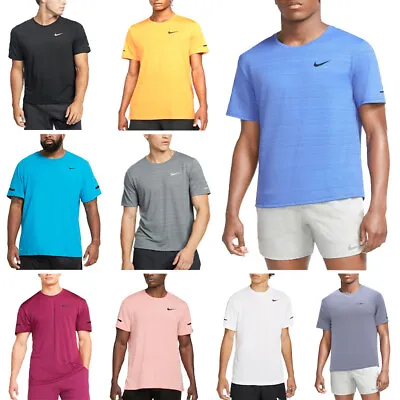 Buy NIKE Mens T Shirts Dry Fit Miler Breathable Quick Dry Summer Sports Running Tee • 17.99£