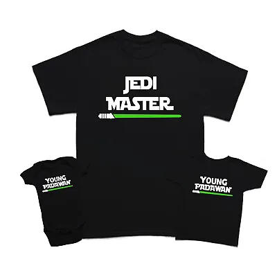 Buy Jedi Master And Young Padawan Fathers Day T-Shirt Son Baby Matching T-Shirts #FD • 8.59£