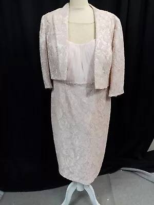 Buy John Charles Ladies Dress And Jacket Bolero Wedding Size 18 Pale Pink Beaded • 50£