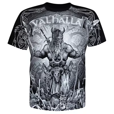 Buy T-Shirt Valhalla Nordic Division Drakar Viking Warrior Odin Thor Wiking Vikings • 16.50£