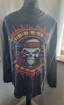 Buy Men's Retro Guns And Roses Double Sided Tshirt Long Sleeved Size Large • 24.99£