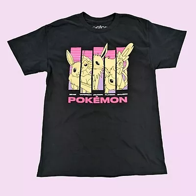 Buy Pokémon Black Eevee Panels Boyfriend Fit Women Cosplay Crewneck T-Shirt Size M • 17.01£