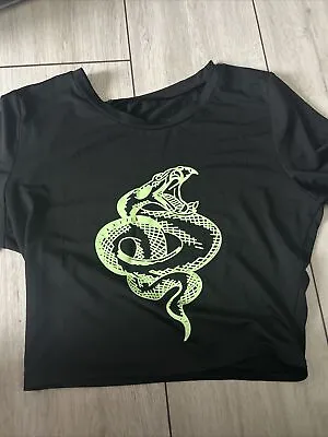 Buy Black Cropped Snake Print Tshirt Size S • 0.99£