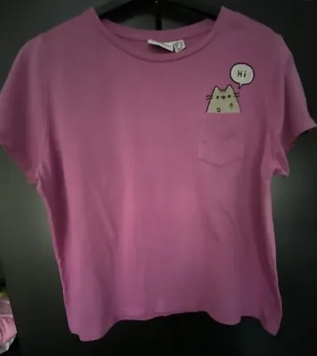 Buy Ladies Pusheen Hi T-shirt Top Pink Size 14 • 7.50£